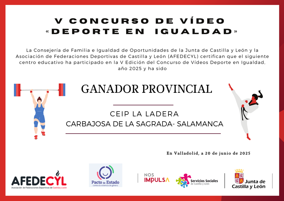 DIPLOMA PREMIO VIDEO DEPORTE EN IGUALDAD 2025